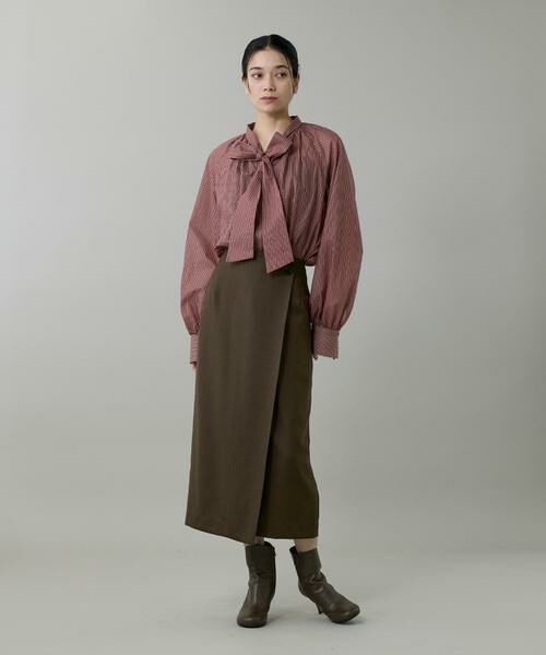 INED / イネド シャツ・ブラウス | 《大きいサイズ》シャドーボーダーボウタイブラウス | 詳細2