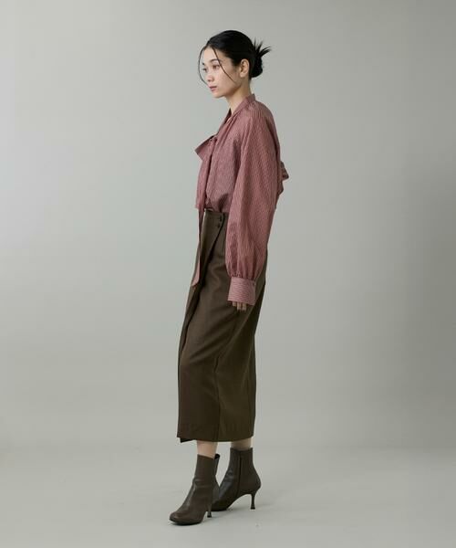 INED / イネド シャツ・ブラウス | 《大きいサイズ》シャドーボーダーボウタイブラウス | 詳細4