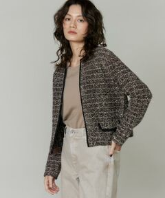 INED / イネド カーディガン・ボレロ | ツイード風ニットカーディガン