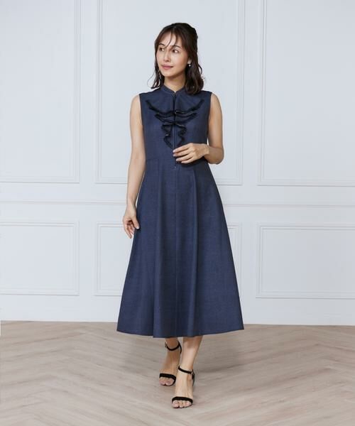 INED / イネド ミニ丈・ひざ丈ワンピース | デニムプリントラッフルワンピース | 詳細7