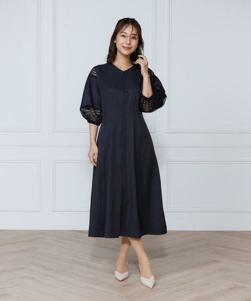 INED / イネド ミニ丈・ひざ丈ワンピース | デニムプリントレース使いワンピース | 詳細5