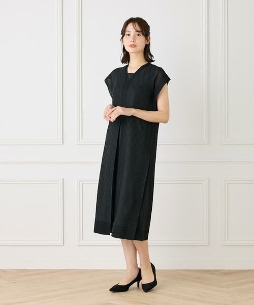 INED / イネド ミニ丈・ひざ丈ワンピース | シアーアーガイル サックワンピース | 詳細11