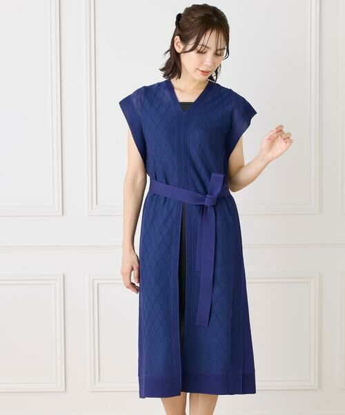 INED / イネド ミニ丈・ひざ丈ワンピース | シアーアーガイル サックワンピース | 詳細13