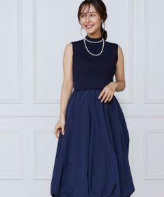 INED / イネド ミニ丈・ひざ丈ワンピース | 変形リブバルーンワンピース