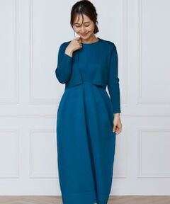 INED / イネド ミニ丈・ひざ丈ワンピース | リブ×天竺ベルシェイプニットワンピース