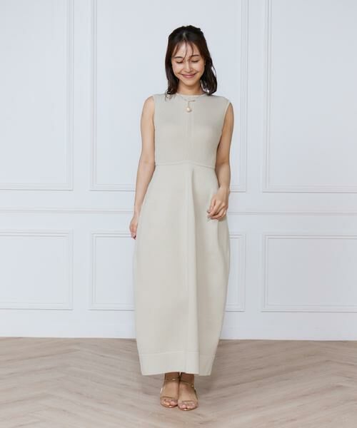 INED / イネド ミニ丈・ひざ丈ワンピース | リブ×天竺ベルシェイプニットワンピース | 詳細2