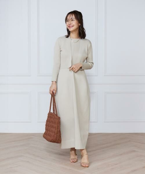 INED / イネド ミニ丈・ひざ丈ワンピース | リブ×天竺ベルシェイプニットワンピース | 詳細5