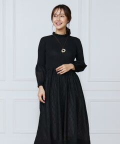 INED / イネド ミニ丈・ひざ丈ワンピース | シアーアーガイル長袖ワンピース