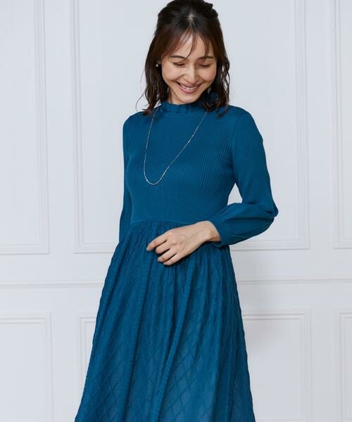 INED / イネド ミニ丈・ひざ丈ワンピース | シアーアーガイル長袖ワンピース | 詳細11