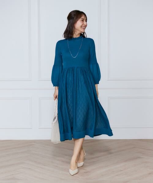 INED / イネド ミニ丈・ひざ丈ワンピース | シアーアーガイル長袖ワンピース | 詳細2