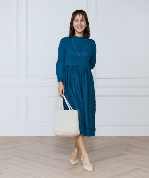 INED / イネド ミニ丈・ひざ丈ワンピース | シアーアーガイル長袖ワンピース | 詳細3