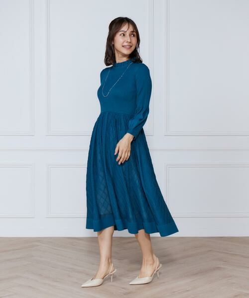 INED / イネド ミニ丈・ひざ丈ワンピース | シアーアーガイル長袖ワンピース | 詳細4