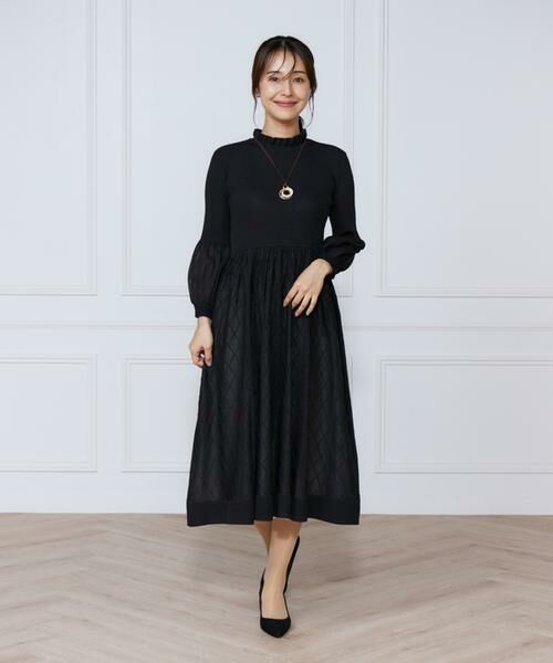 INED / イネド ミニ丈・ひざ丈ワンピース | シアーアーガイル長袖ワンピース | 詳細6