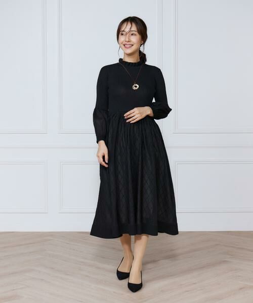 INED / イネド ミニ丈・ひざ丈ワンピース | シアーアーガイル長袖ワンピース | 詳細7