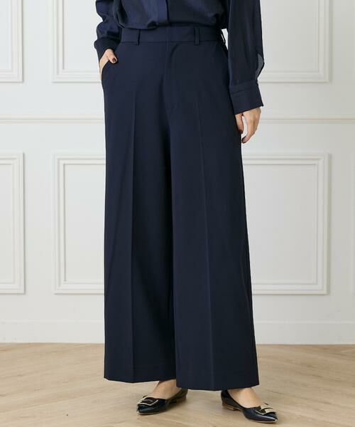 INED / イネド その他パンツ | 《大きいサイズ》セミワイドパンツ（ネイビー）