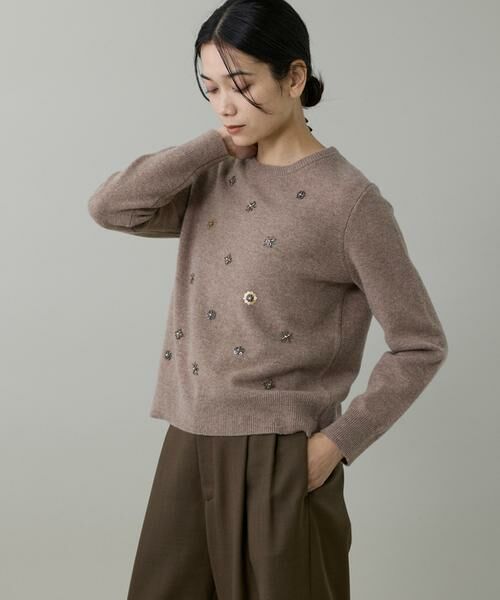 INED / イネド ニット・セーター | 《大きいサイズ》クルーネックビジュー風刺繍ニット | 詳細10