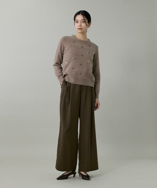INED / イネド ニット・セーター | 《大きいサイズ》クルーネックビジュー風刺繍ニット | 詳細2