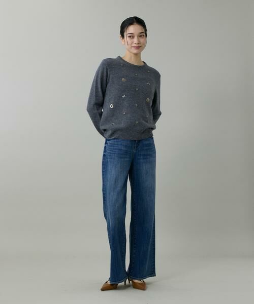 INED / イネド ニット・セーター | 《大きいサイズ》クルーネックビジュー風刺繍ニット | 詳細6