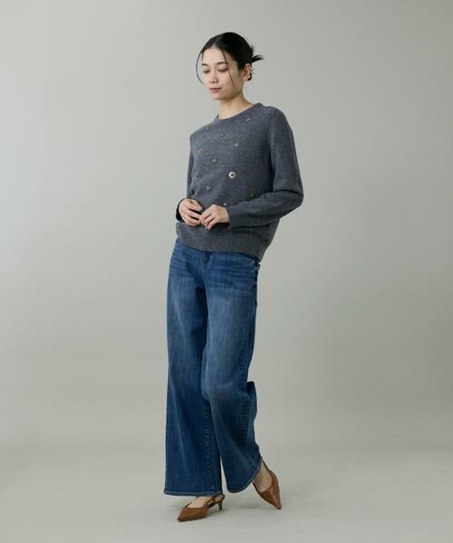 INED / イネド ニット・セーター | 《大きいサイズ》クルーネックビジュー風刺繍ニット | 詳細7