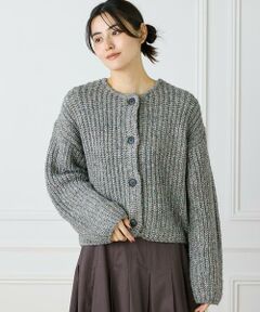 INED / イネド カーディガン・ボレロ | 《大きいサイズ》片畦クルーネックカーディガン