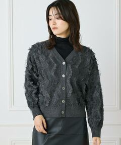 INED / イネド カーディガン・ボレロ | 《大きいサイズ》フリンジVネックカーディガン