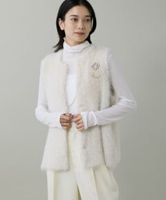 INED / イネド ベスト | 《大きいサイズ》フェザーヤーンニットジレ