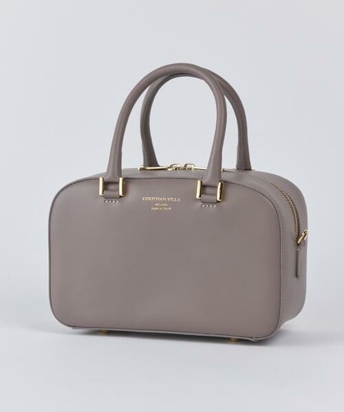 INED / イネド ボストンバッグ | 《別注スムースレザー使用》ミニボストンバッグ《CHRISTIAN VILLA》（グレーベージュ3）