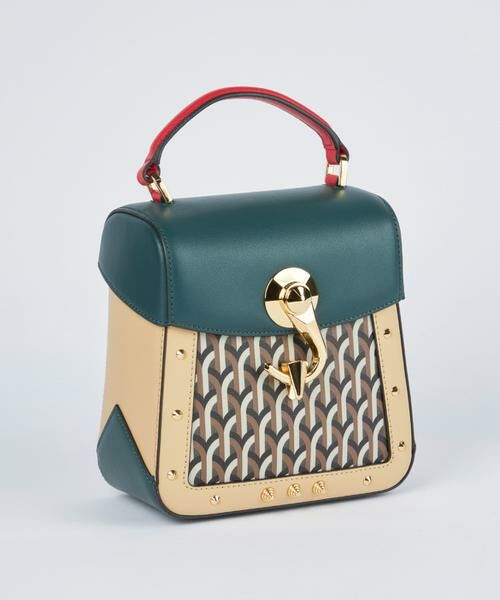 INED/イネド TRUNKINO BAG SMALL ハンドバッグ《DELL'EST》 グリーン 40 INED/イネド TRUNKINO BAG SMALL ハンドバッグ《DELL'EST》 グリーン 40