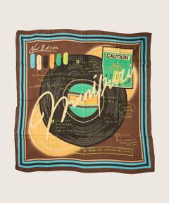 INED / イネド マフラー・ショール・スヌード・ストール | ウールシルクストールヘリンボーン織　レコード柄《manipuri》