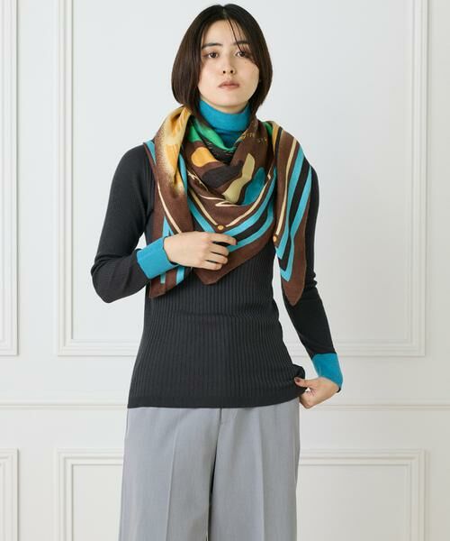 INED / イネド マフラー・ショール・スヌード・ストール | ウールシルクストールヘリンボーン織　レコード柄《manipuri》 | 詳細6