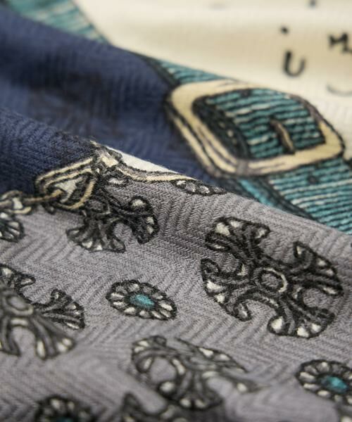 INED / イネド マフラー・ショール・スヌード・ストール | ウールシルクストールヘリンボーン織　クレストベルト柄《manipuri》 | 詳細3