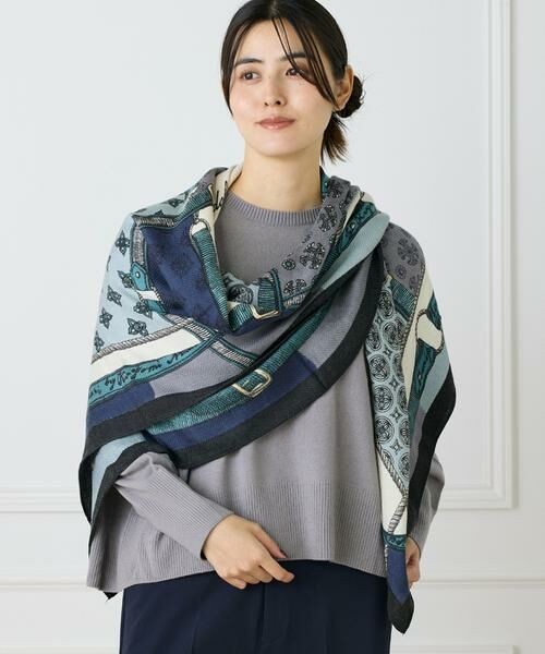 INED / イネド マフラー・ショール・スヌード・ストール | ウールシルクストールヘリンボーン織　クレストベルト柄《manipuri》 | 詳細4