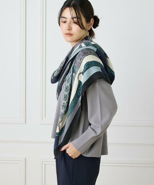 INED / イネド マフラー・ショール・スヌード・ストール | ウールシルクストールヘリンボーン織　クレストベルト柄《manipuri》 | 詳細5