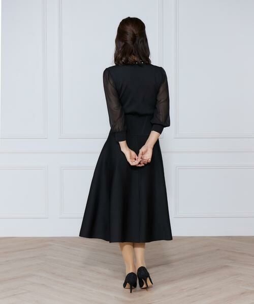 INED / イネド ミニ丈・ひざ丈ワンピース | ジャガードニット袖シフォンワンピース | 詳細10