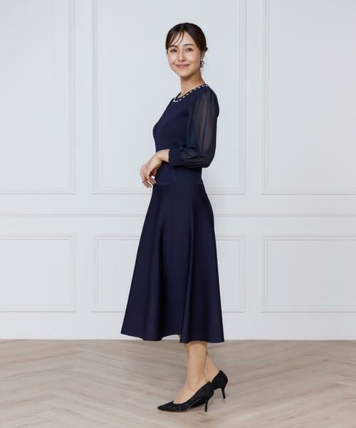 INED / イネド ミニ丈・ひざ丈ワンピース | ジャガードニット袖シフォンワンピース | 詳細4