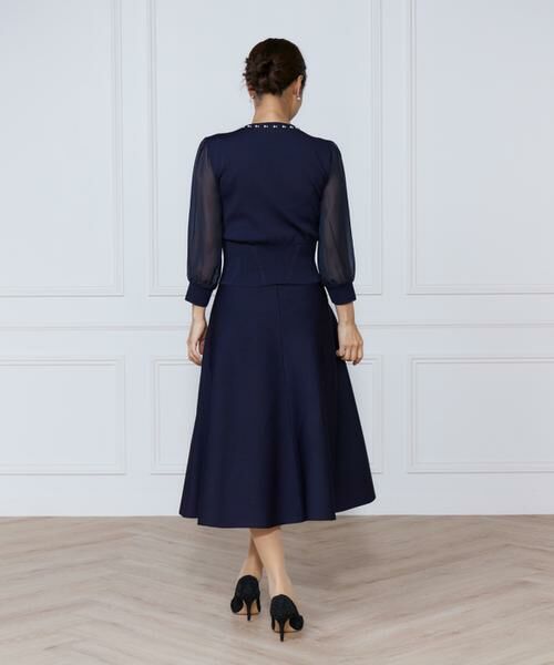 INED / イネド ミニ丈・ひざ丈ワンピース | ジャガードニット袖シフォンワンピース | 詳細5