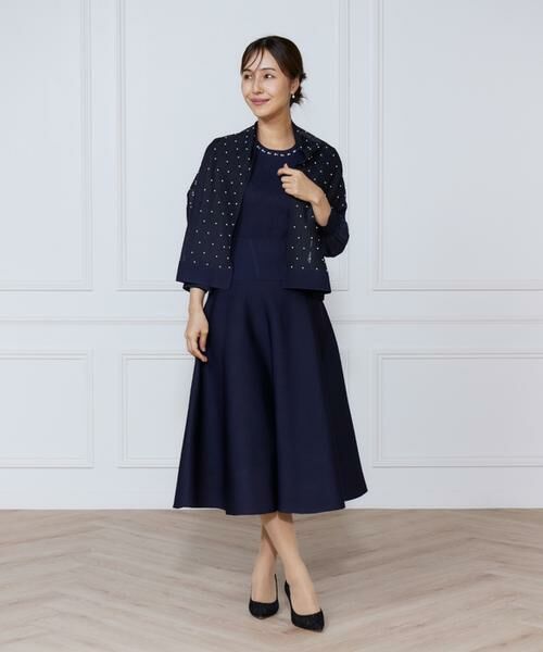 INED / イネド ミニ丈・ひざ丈ワンピース | ジャガードニット袖シフォンワンピース | 詳細6