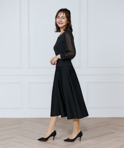 INED / イネド ミニ丈・ひざ丈ワンピース | ジャガードニット袖シフォンワンピース | 詳細9