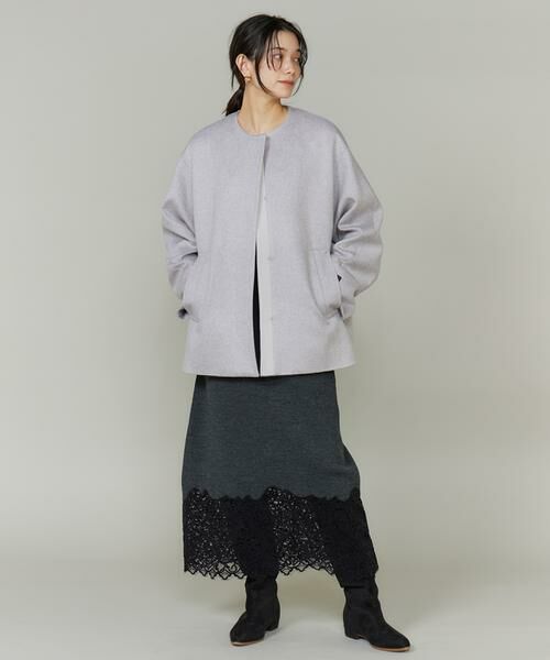 INED / イネド その他アウター | 《大きいサイズ》カシミヤノーカラーショートコート《CONTESSA》 | 詳細5