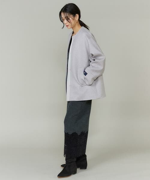 INED / イネド その他アウター | 《大きいサイズ》カシミヤノーカラーショートコート《CONTESSA》 | 詳細6