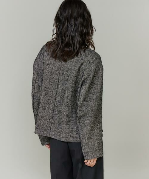 INED / イネド その他アウター | ヘリンボーン柄ノーカラーショートコート | 詳細13