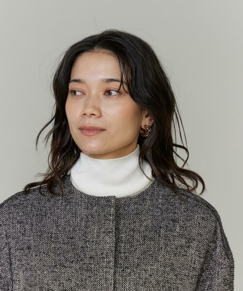 INED / イネド その他アウター | ヘリンボーン柄ノーカラーショートコート | 詳細14