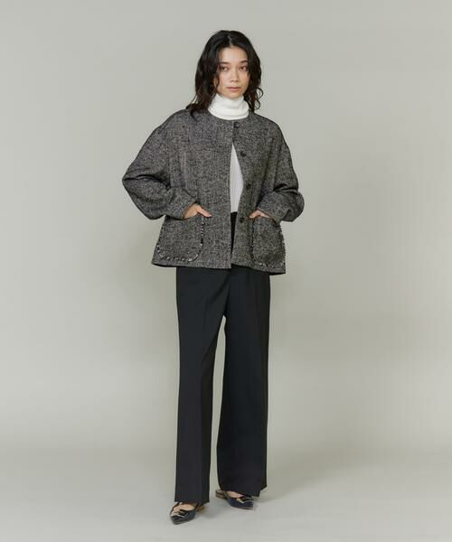 INED / イネド その他アウター | ヘリンボーン柄ノーカラーショートコート | 詳細2
