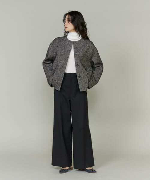 INED / イネド その他アウター | ヘリンボーン柄ノーカラーショートコート | 詳細3