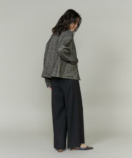 INED / イネド その他アウター | ヘリンボーン柄ノーカラーショートコート | 詳細6