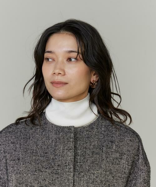 INED / イネド その他アウター | 《大きいサイズ》ヘリンボーン柄ノーカラーショートコート | 詳細14