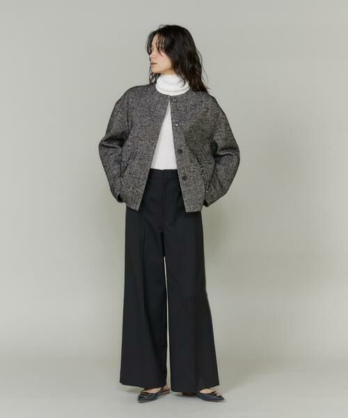 INED / イネド その他アウター | 《大きいサイズ》ヘリンボーン柄ノーカラーショートコート | 詳細3