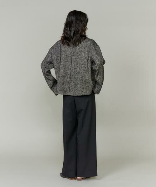 INED / イネド その他アウター | 《大きいサイズ》ヘリンボーン柄ノーカラーショートコート | 詳細5