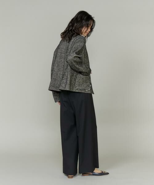 INED / イネド その他アウター | 《大きいサイズ》ヘリンボーン柄ノーカラーショートコート | 詳細6