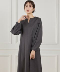 INED / イネド ミニ丈・ひざ丈ワンピース | 《大きいサイズ》キーネックワンピース　